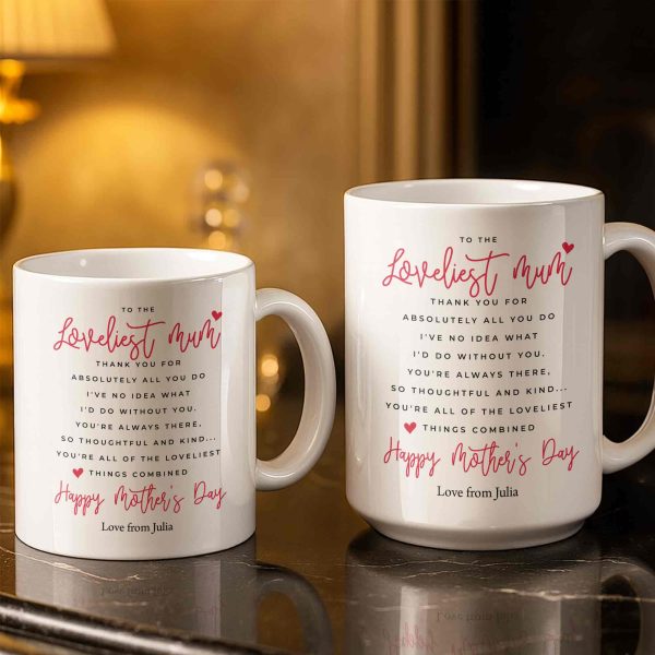 To The Loveliest Mum With Hearts - Personalized Custom Coffee Mug - MOM154_MG