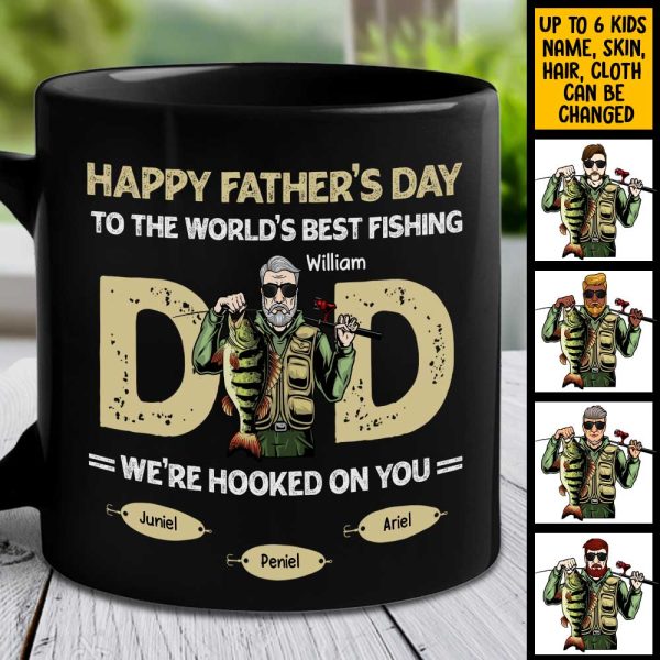 To The World Best Fishing Dad - Gift For Dad - Personalized Black Mug