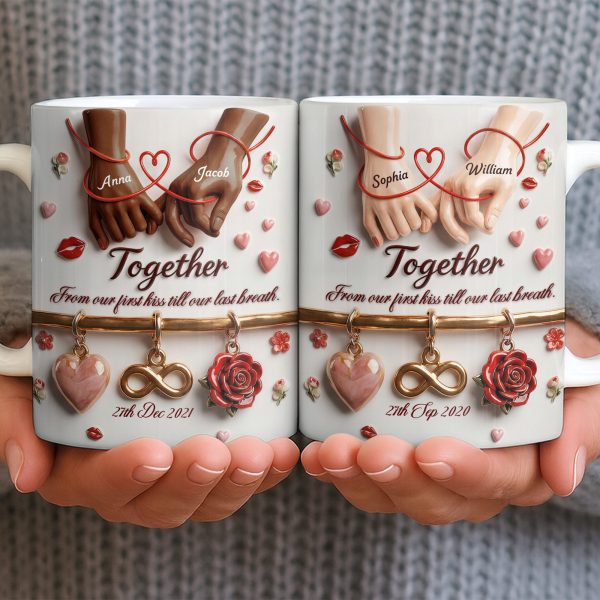 Together From Our First Kiss Infinity Symbol And Rose - Personalized Custom Coffee Mug - CPL1304_MG
