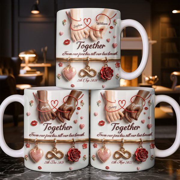 Together From Our First Kiss Infinity Symbol And Rose - Personalized Custom Coffee Mug - CPL1304_MG