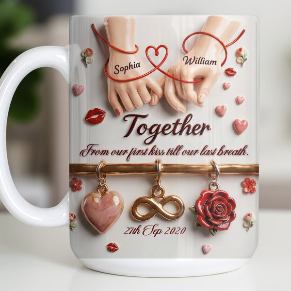 Together From Our First Kiss Infinity Symbol And Rose - Personalized Custom Coffee Mug - CPL1304_MG