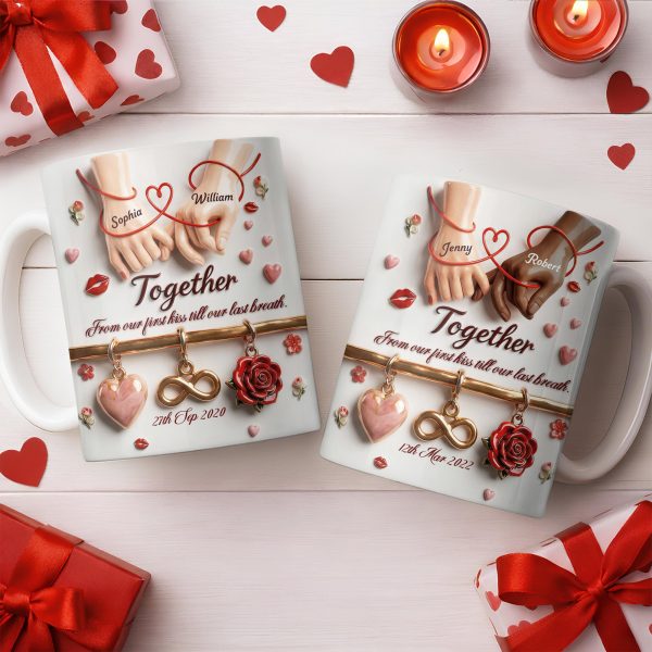 Together From Our First Kiss Infinity Symbol And Rose - Personalized Custom Coffee Mug - CPL1304_MG