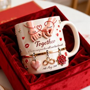 Together From Our First Kiss Till Our Last Breath - Personalized Ceramic Mug - Gift For Couples | NL122