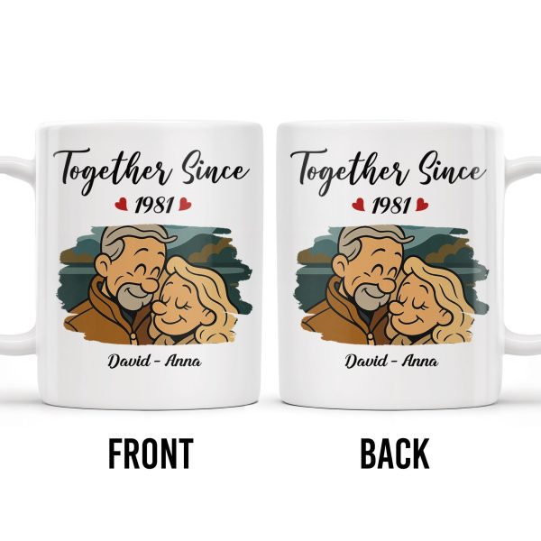 Together Since With Couple And Hearts Design - Personalized Custom Coffee Mug - CPL403_MG
