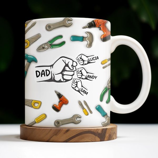 Tools and Fist Bump Design, A Heartfelt Gift - Personalized Custom Coffee Mug - DAD128_MG
