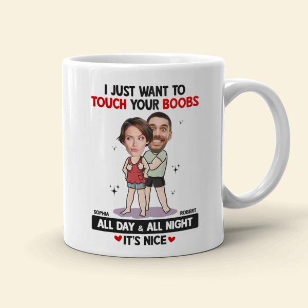 Touch Your Boobs, Custom Couple Mug Personalized, Mugs Custom Girlfriend, Gift For Couple