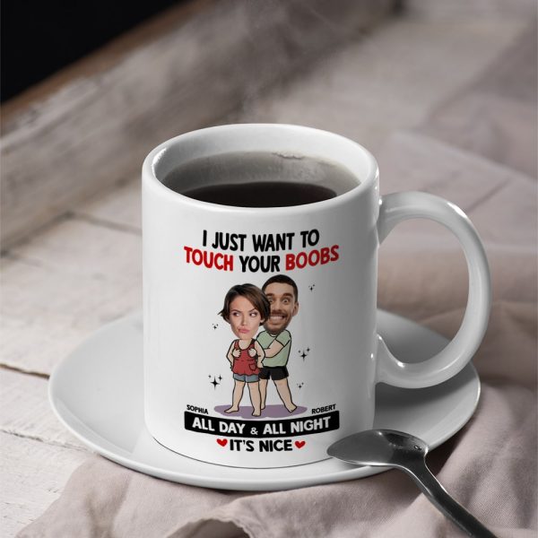 Touch Your Boobs, Custom Couple Mug Personalized, Mugs Custom Girlfriend, Gift For Couple