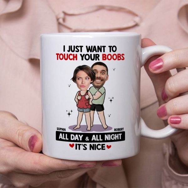 Touch Your Boobs, Custom Couple Mug Personalized, Mugs Custom Girlfriend, Gift For Couple