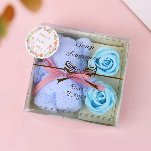 Towel Bear Soap Flower Gift Box for Valentine's Day, Wedding, Mother's Day, and Birthday