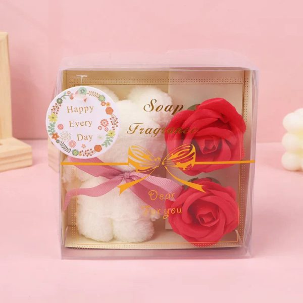 Towel Bear Soap Flower Gift Box for Valentine's Day, Wedding, Mother's Day, and Birthday
