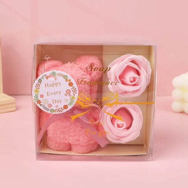 Towel Bear Soap Flower Gift Box for Valentine's Day, Wedding, Mother's Day, and Birthday