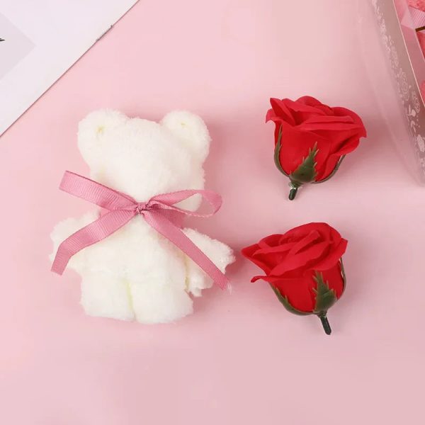 Towel Bear Soap Flower Gift Box for Valentine's Day, Wedding, Mother's Day, and Birthday