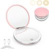 Travel-Friendly Led Makeup Mirror, 1X/10X Magnification, Compact & Usb Rechargeable