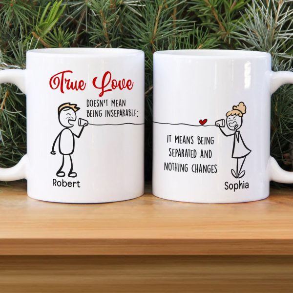 True Love Doesn't Mean Being Inseparable-Gift For Couples-Personalized Couple White Mug Set