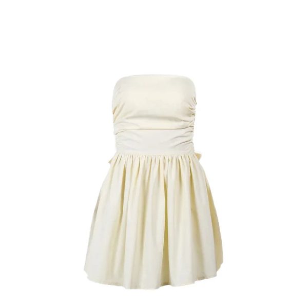 Tube Frill Ruched Bow Mini Dress