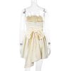 Tube Frill Ruched Bow Mini Dress