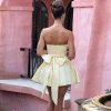 Tube Frill Ruched Bow Mini Dress