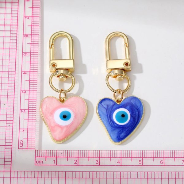 Turkish Heart Evil Eye Enamel Pendant Keychains