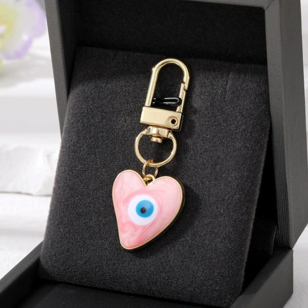 Turkish Heart Evil Eye Enamel Pendant Keychains