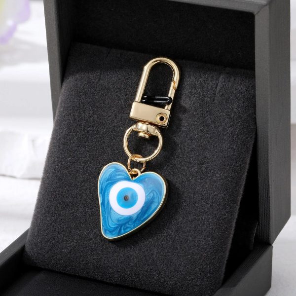 Turkish Heart Evil Eye Enamel Pendant Keychains