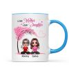Under Pink Tree Doll Women Sitting Like Mother And Daughters Personalized Mug