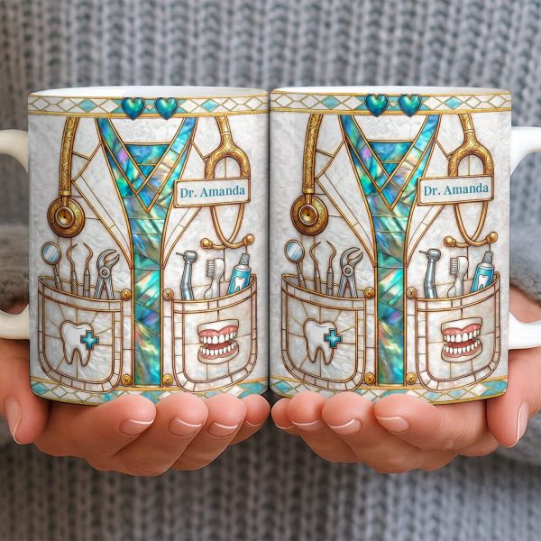 Unique Dentist-Themed Design With Essential Dental Tools - Personalized Custom Coffee Mug - DOC104_MG