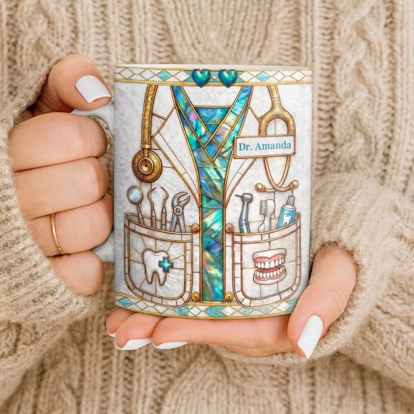 Unique Dentist-Themed Design With Essential Dental Tools - Personalized Custom Coffee Mug - DOC104_MG