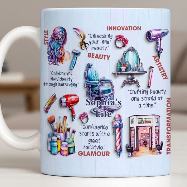 Unleashing Your Inner Beauty With Hairdryer, Scissors & Makeup Brushes - Personalized Custom Coffee Mug - JBS095_MG