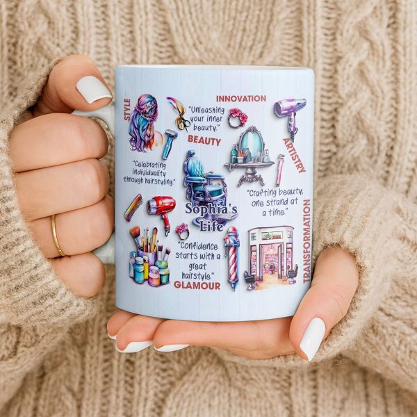 Unleashing Your Inner Beauty With Hairdryer, Scissors & Makeup Brushes - Personalized Custom Coffee Mug - JBS095_MG