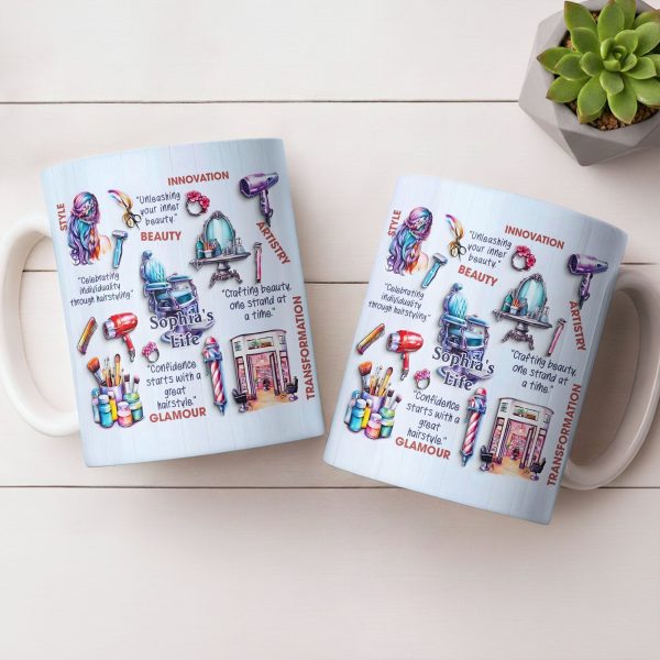 Unleashing Your Inner Beauty With Hairdryer, Scissors & Makeup Brushes - Personalized Custom Coffee Mug - JBS095_MG