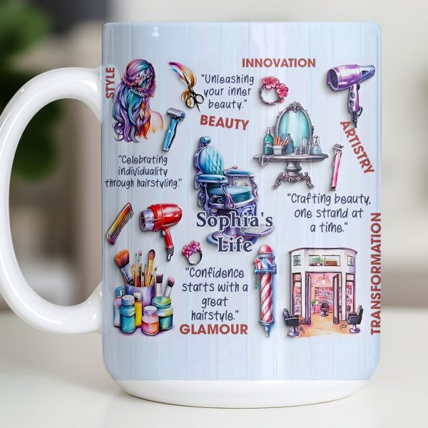 Unleashing Your Inner Beauty With Hairdryer, Scissors & Makeup Brushes - Personalized Custom Coffee Mug - JBS095_MG