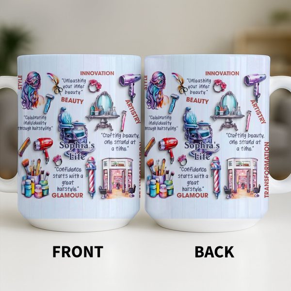 Unleashing Your Inner Beauty With Hairdryer, Scissors & Makeup Brushes - Personalized Custom Coffee Mug - JBS095_MG