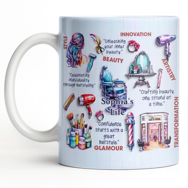 Unleashing Your Inner Beauty With Hairdryer, Scissors & Makeup Brushes - Personalized Custom Coffee Mug - JBS095_MG