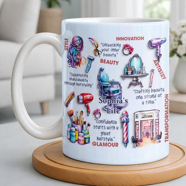 Unleashing Your Inner Beauty With Hairdryer, Scissors & Makeup Brushes - Personalized Custom Coffee Mug - JBS095_MG