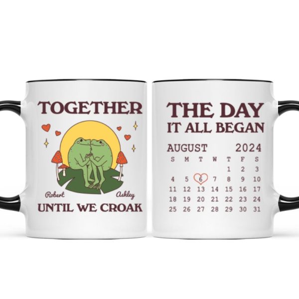 Until We Croak Together Frog Couple Anniversary Calendar Keepsake Personalized Mug