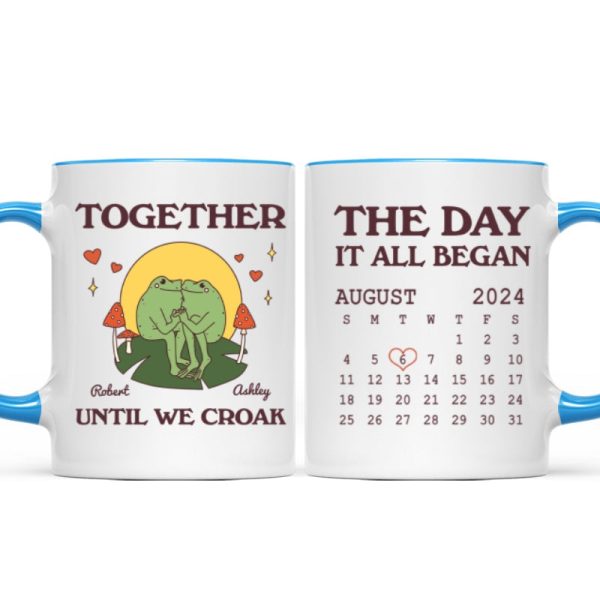 Until We Croak Together Frog Couple Anniversary Calendar Keepsake Personalized Mug