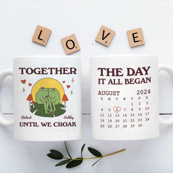 Until We Croak Together Frog Couple Anniversary Calendar Keepsake Personalized Mug