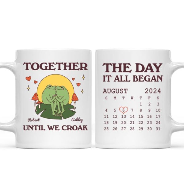 Until We Croak Together Frog Couple Anniversary Calendar Keepsake Personalized Mug