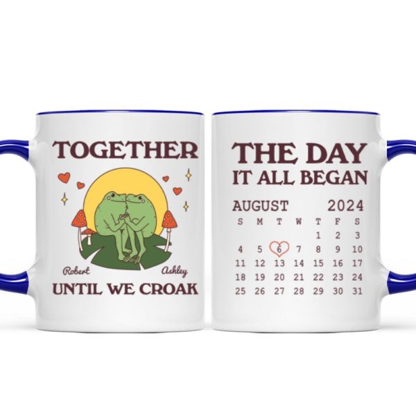 Until We Croak Together Frog Couple Anniversary Calendar Keepsake Personalized Mug