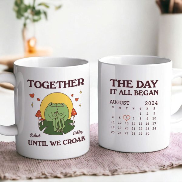 Until We Croak Together Frog Couple Anniversary Calendar Keepsake Personalized Mug