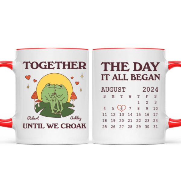 Until We Croak Together Frog Couple Anniversary Calendar Keepsake Personalized Mug