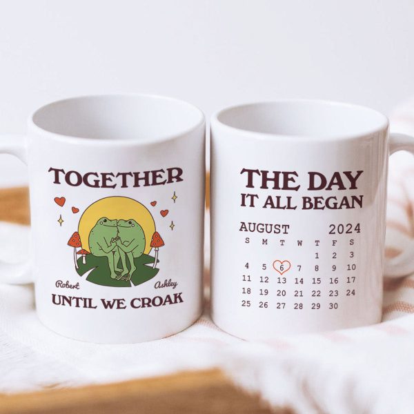 Until We Croak Together Frog Couple Anniversary Calendar Keepsake Personalized Mug