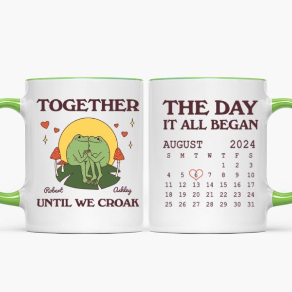 Until We Croak Together Frog Couple Anniversary Calendar Keepsake Personalized Mug