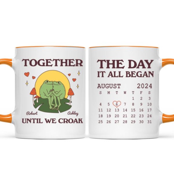 Until We Croak Together Frog Couple Anniversary Calendar Keepsake Personalized Mug