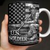 U.S. Soldier With American Flag - Personalized Custom Coffee Mug - VTR004_MG