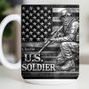 U.S. Soldier With American Flag - Personalized Custom Coffee Mug - VTR004_MG