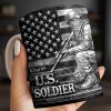 U.S. Soldier With American Flag - Personalized Custom Coffee Mug - VTR004_MG