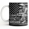 U.S. Soldier With American Flag - Personalized Custom Coffee Mug - VTR004_MG