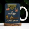 U.S. Veteran, Military Uniform, American Flag And Military Badges - Personalized Custom Coffee Mug - OFC002_MG