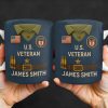 U.S. Veteran, Military Uniform, American Flag And Military Badges - Personalized Custom Coffee Mug - OFC002_MG